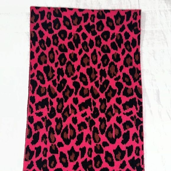kate spade Large Fuchsia Pink Black Rust Brown Cheetah Animal Print Knit Scarf - Picture 5 of 7